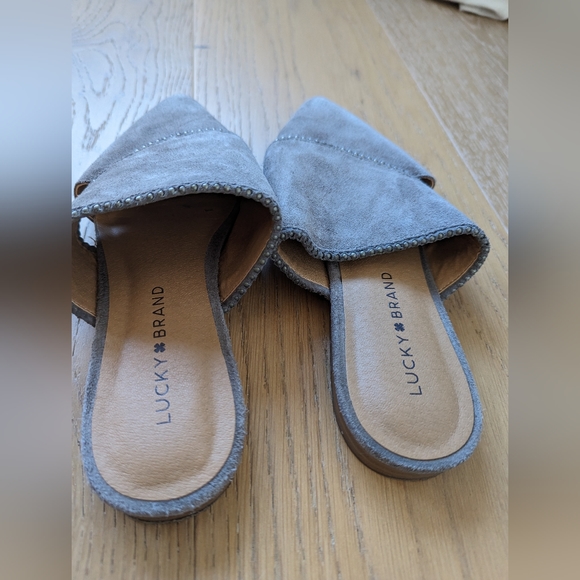 Lucky Brand Bidimin 2 Suede Mules in Grey Size 6 / 36.5 - Picture 2 of 5
